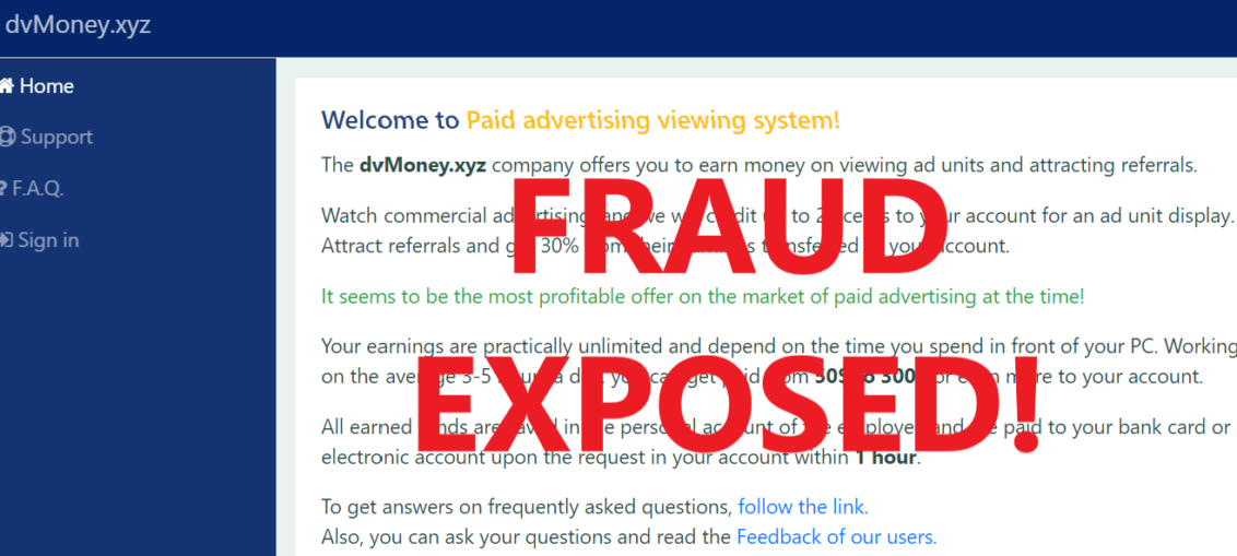 DvMoney.xyz review scam