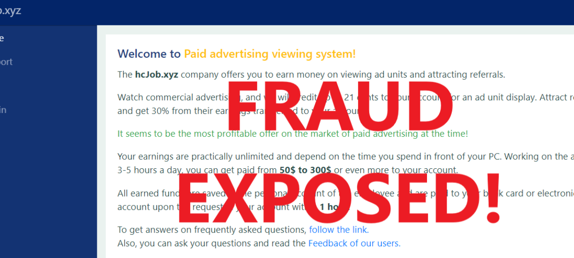 HcJob.xyz review scam