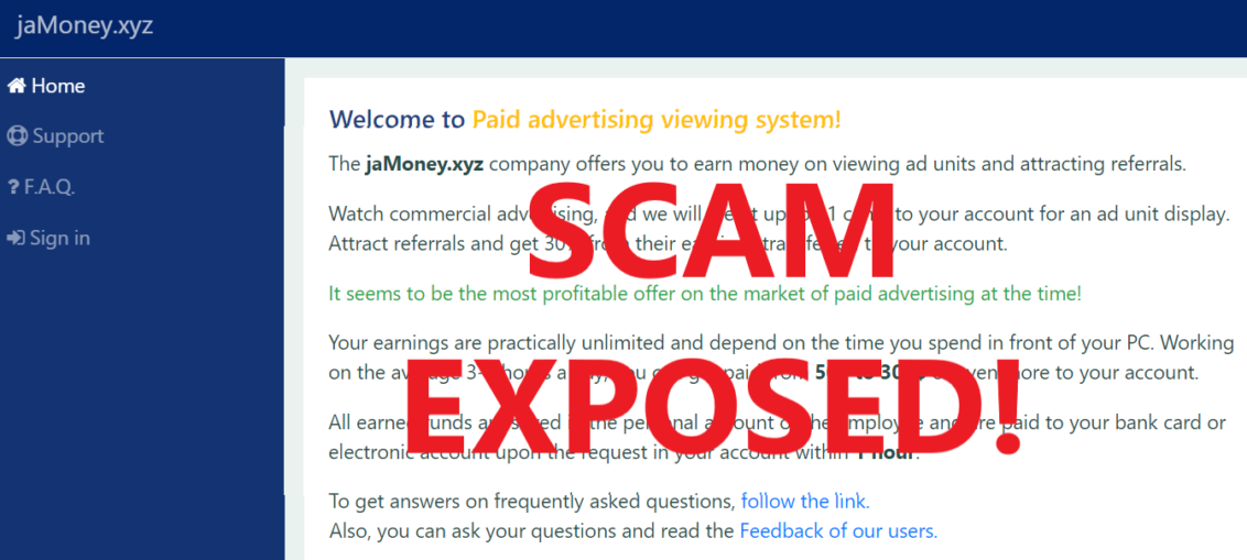 JaMoney.xyz review scam
