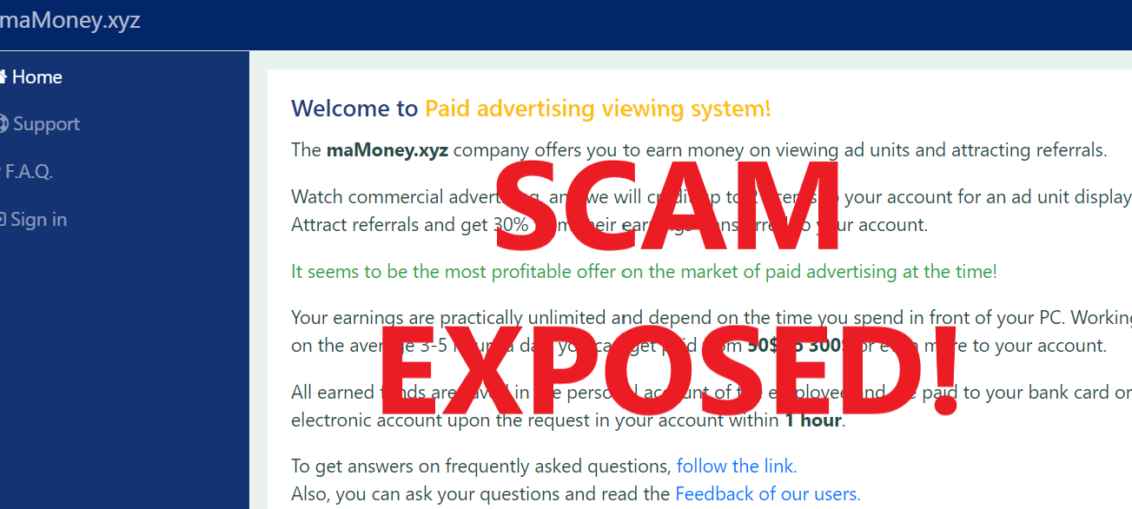 MaMoney.xyz review scam