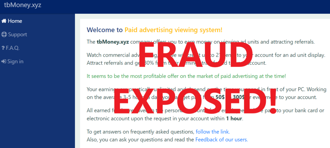 TbMoney.xyz review scam